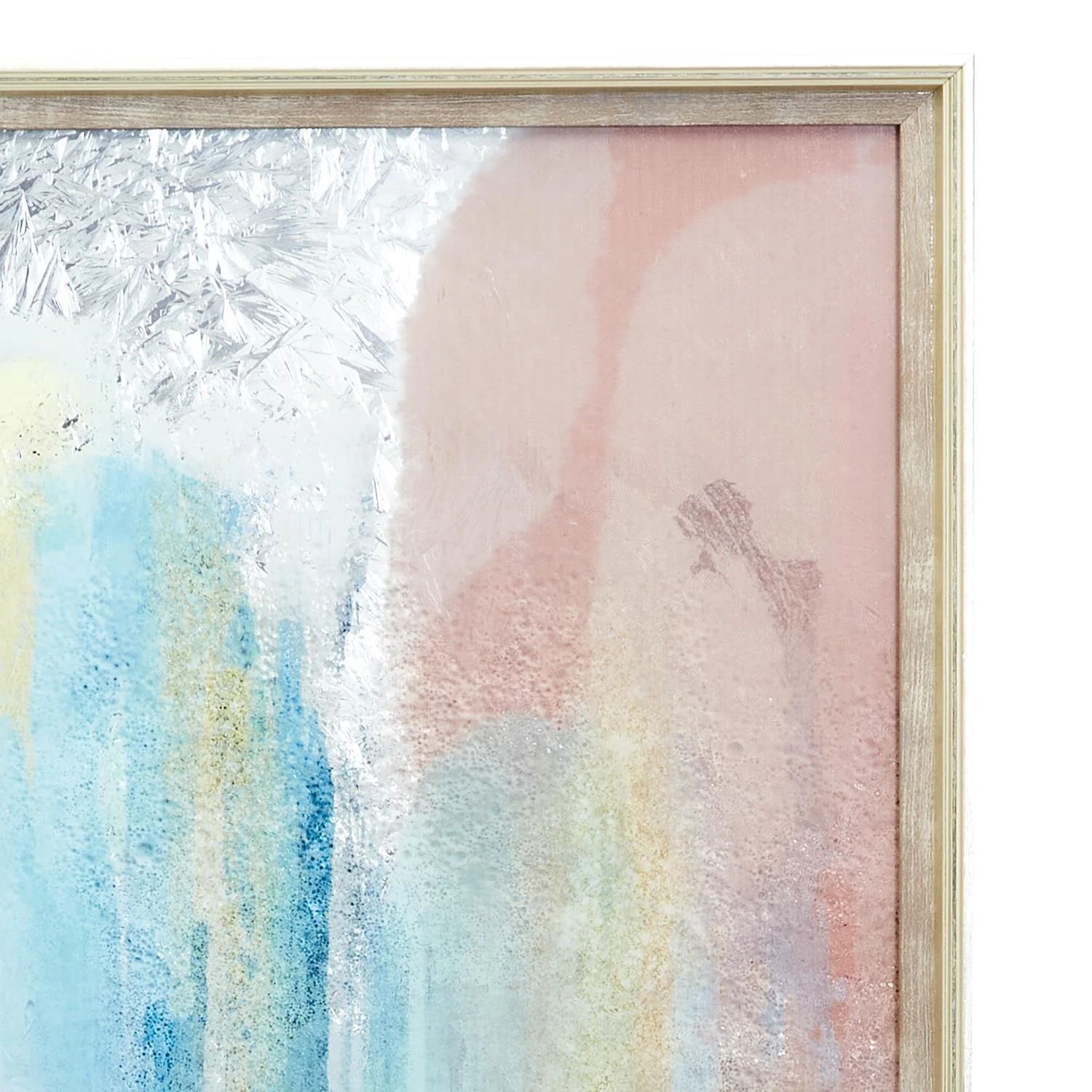 Pink and Blue Abstract Reverse Glass Painted Wall Art Set Of 2 By Two's Company - Image 2
