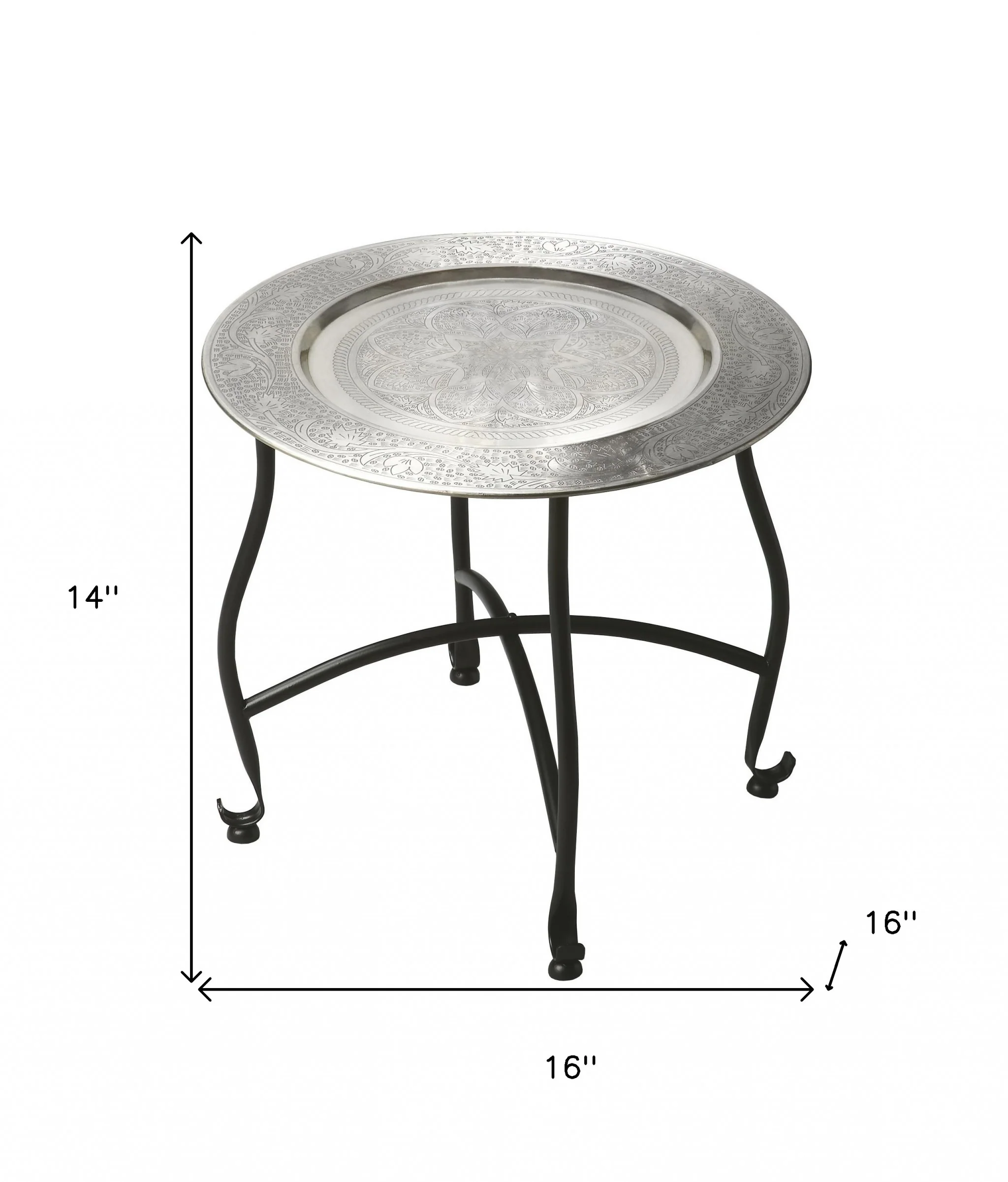 14" Black And Silver Aluminum Round End Table By Homeroots - Image 5