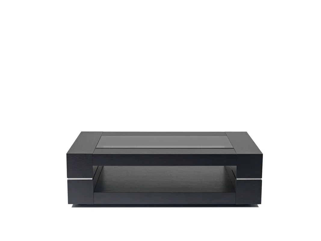 14' Black Oak Veneer and Glass Coffee Table By Homeroots - Image 3