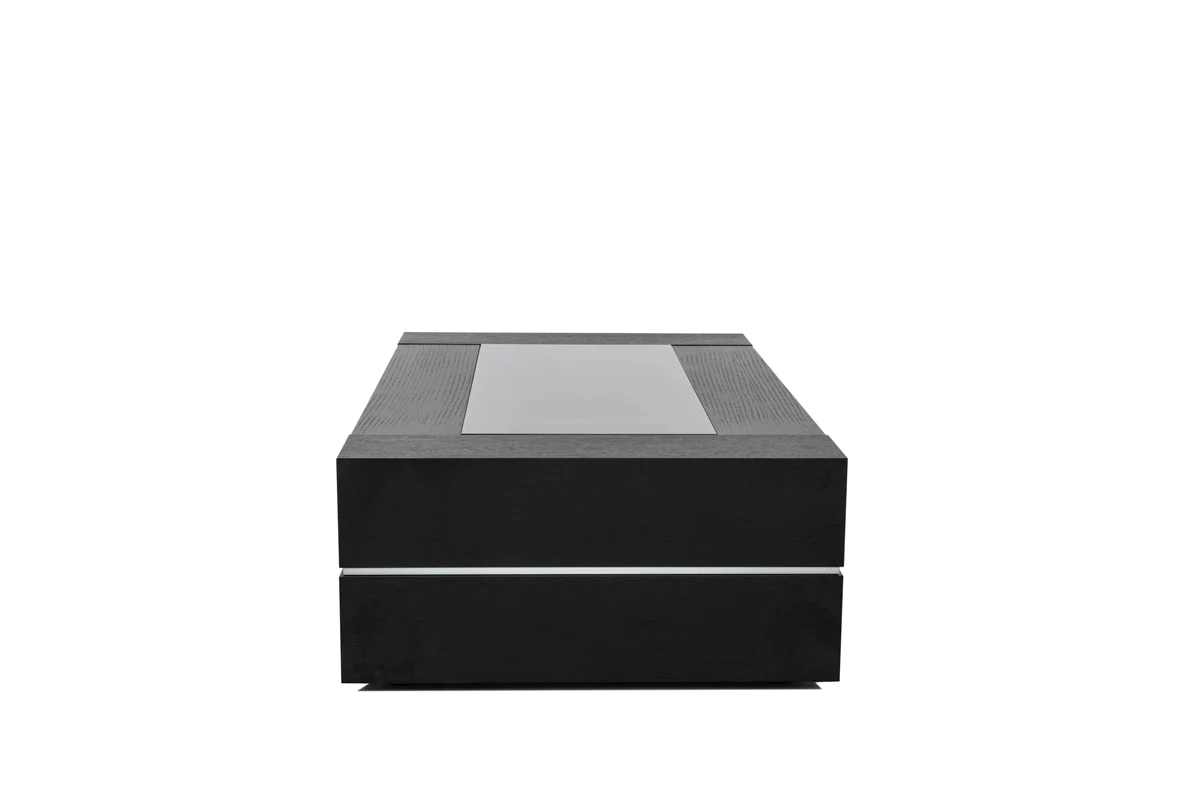 14' Black Oak Veneer and Glass Coffee Table By Homeroots - Image 4