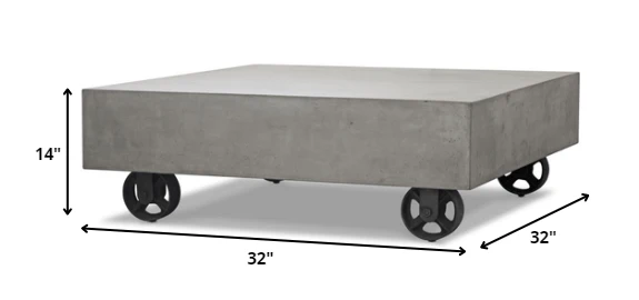14' Concrete and Metal Coffee Table By Homeroots - Image 2