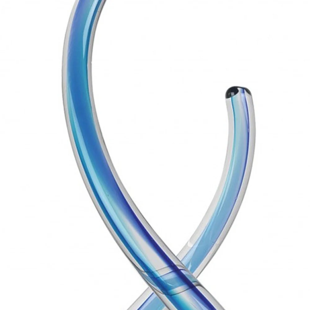 14 Contemporary Blue Art Glass Centerpiece By Homeroots - Image 5