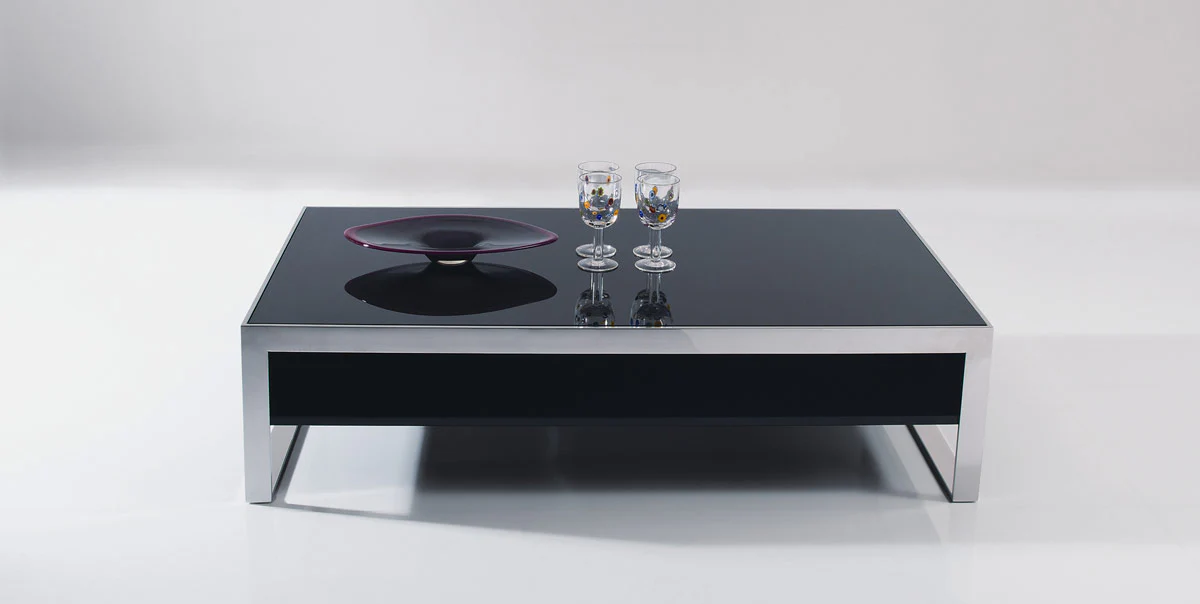 14" Ebony Lacquer MDF and Steel Coffee Table By Homeroots - Image 2