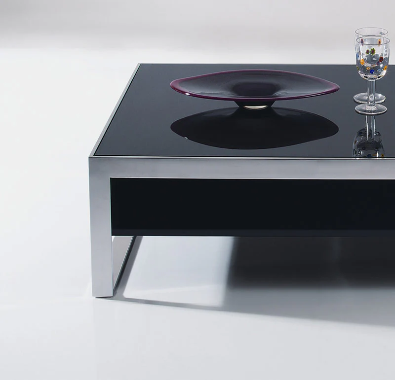 14" Ebony Lacquer MDF and Steel Coffee Table By Homeroots - Image 3