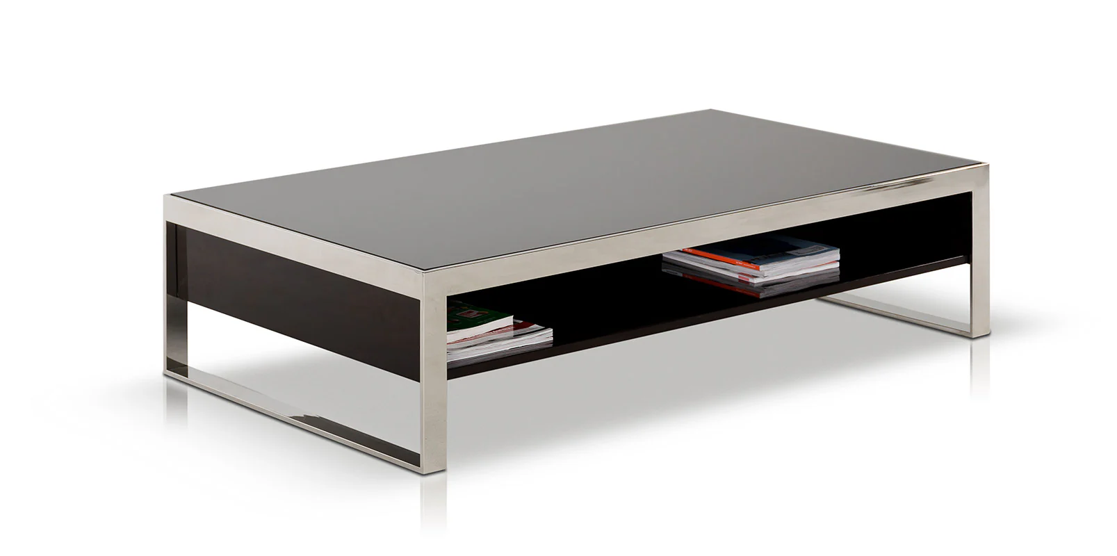 14" Ebony Lacquer MDF and Steel Coffee Table By Homeroots - Image 4