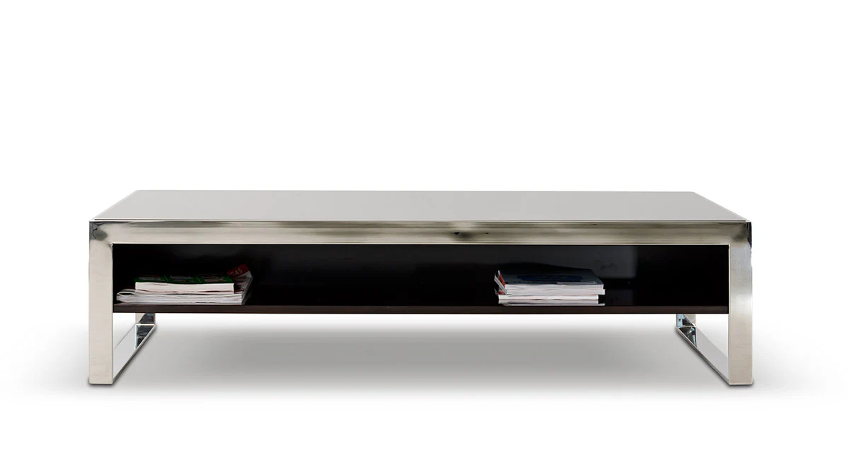14" Ebony Lacquer MDF and Steel Coffee Table By Homeroots - Image 5