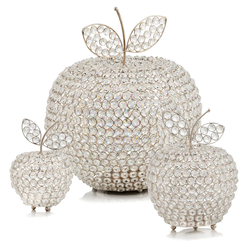 14" Extra Large Silver Apple Faux Crystal Sculpture By Homeroots - Image 2