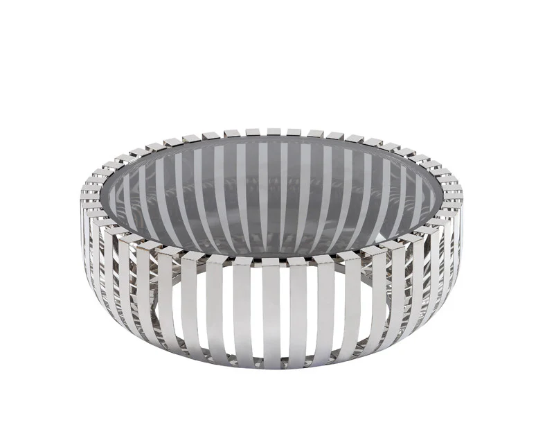14' Glass and Stainless Steel Round Coffee Table By Homeroots - Image 3