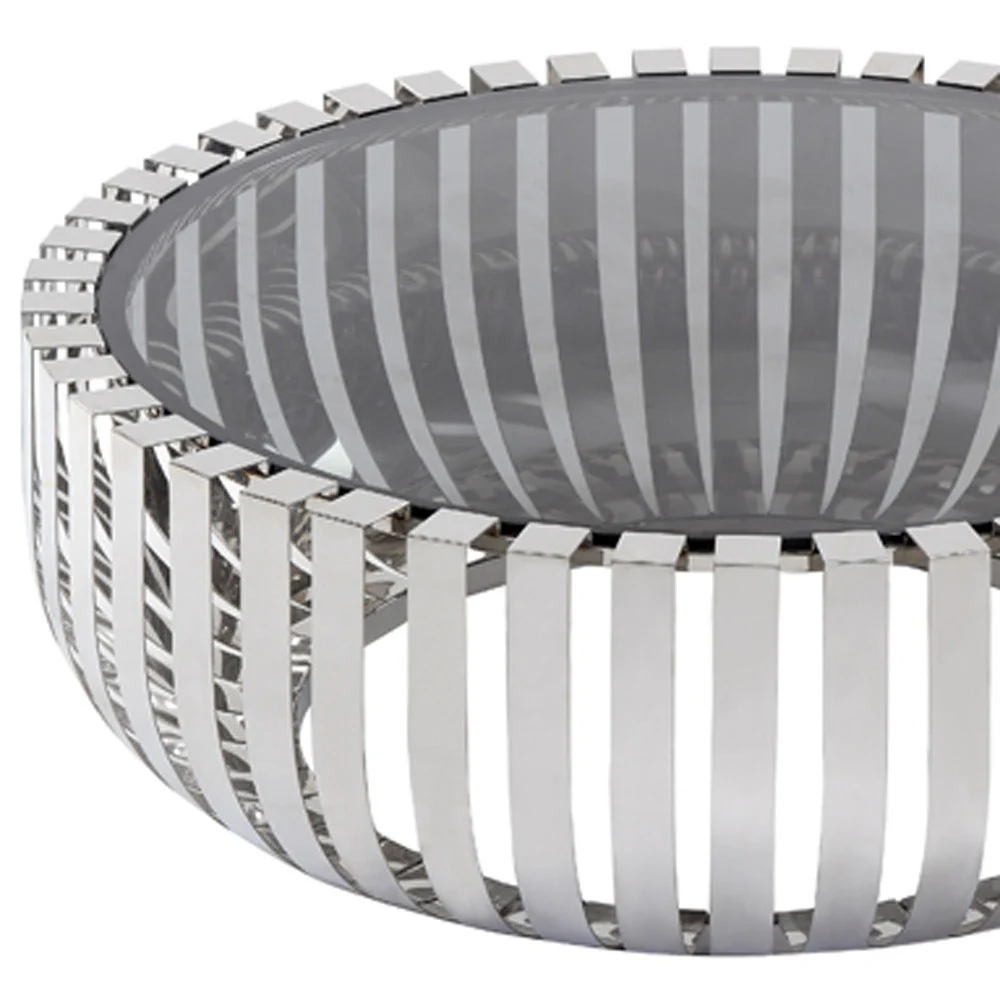 14' Glass and Stainless Steel Round Coffee Table By Homeroots - Image 4