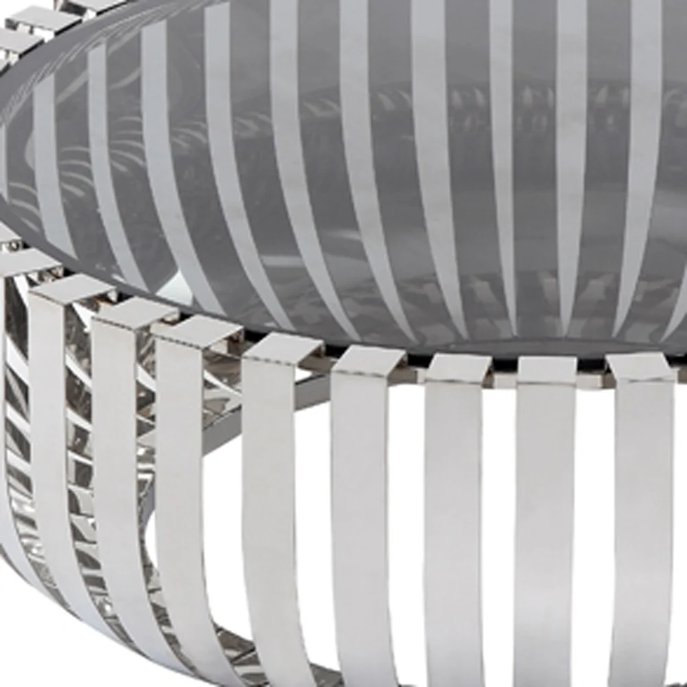 14' Glass and Stainless Steel Round Coffee Table By Homeroots - Image 5