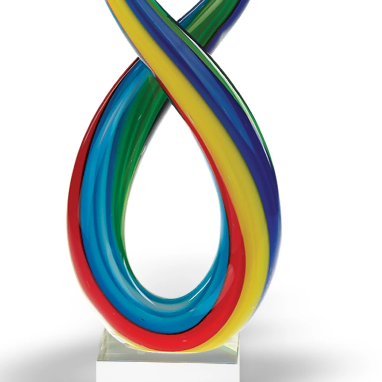 14 Mouth Blown Art Glass Rainbow Centerpiece on Base By Homeroots - Image 2
