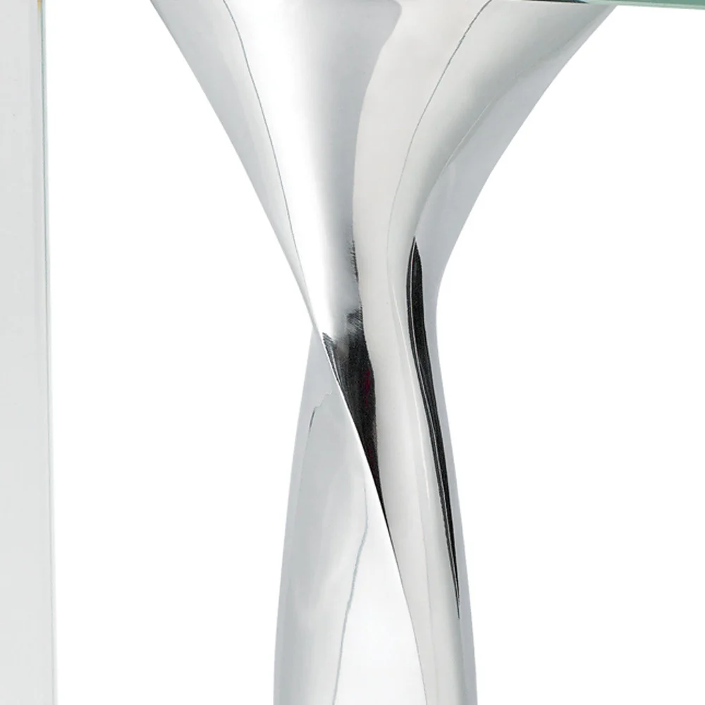 14 Mouth Blown Crystal Non Tarnish Aluminum and Glass Vase By Homeroots - Image 5