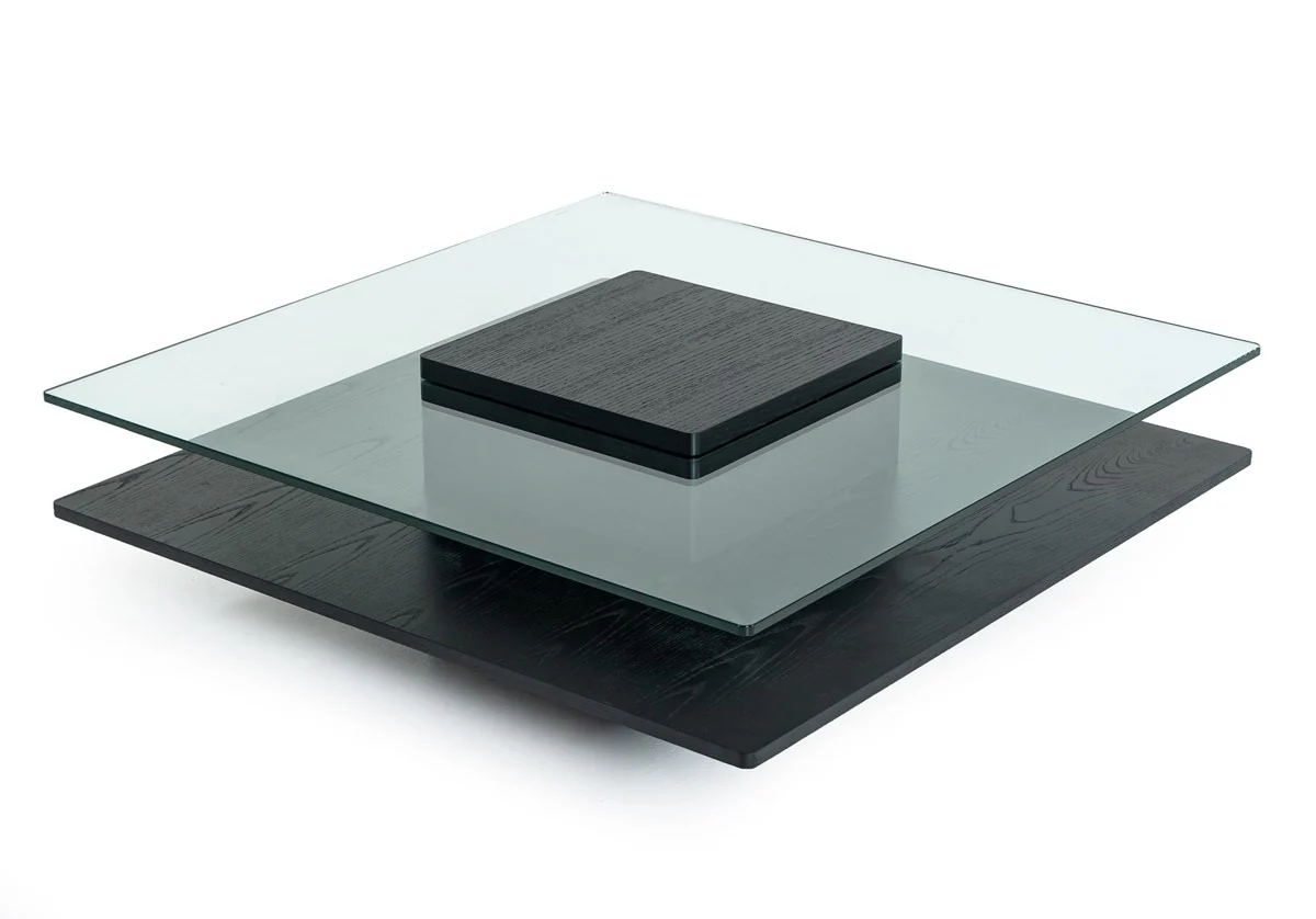 14' Oak MDF Glass and Veneer Coffee Table By Homeroots - Image 3