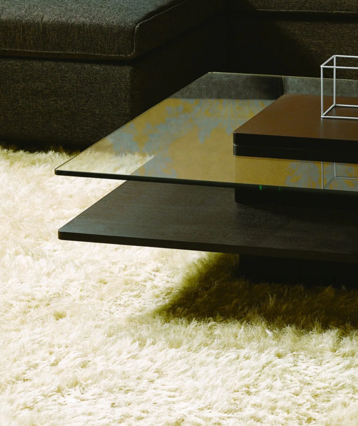 14' Oak MDF Glass and Veneer Coffee Table By Homeroots - Image 4