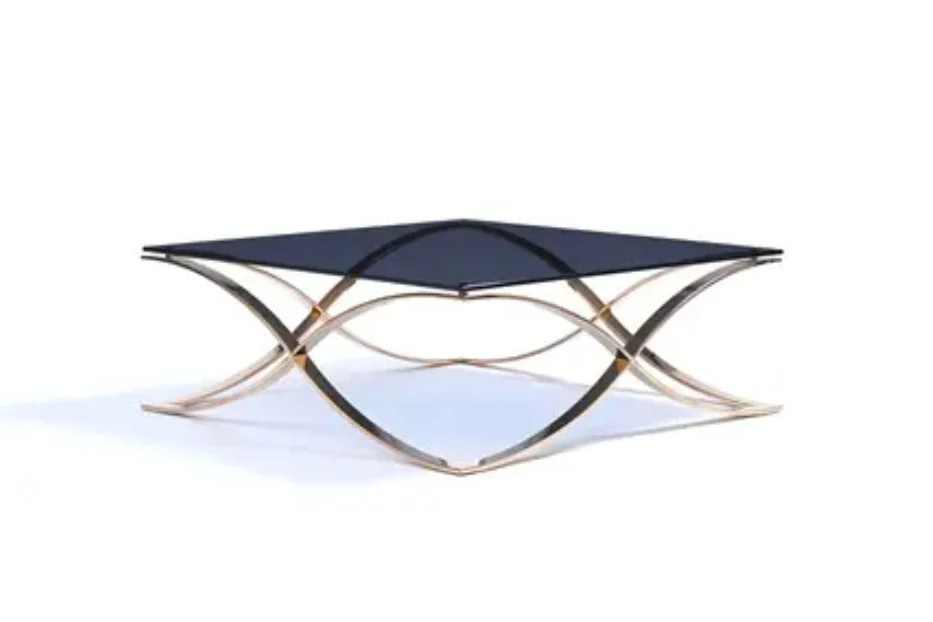 14' Smoked Glass and Rosegold Stainless Steel Coffee Table By Homeroots - Image 2