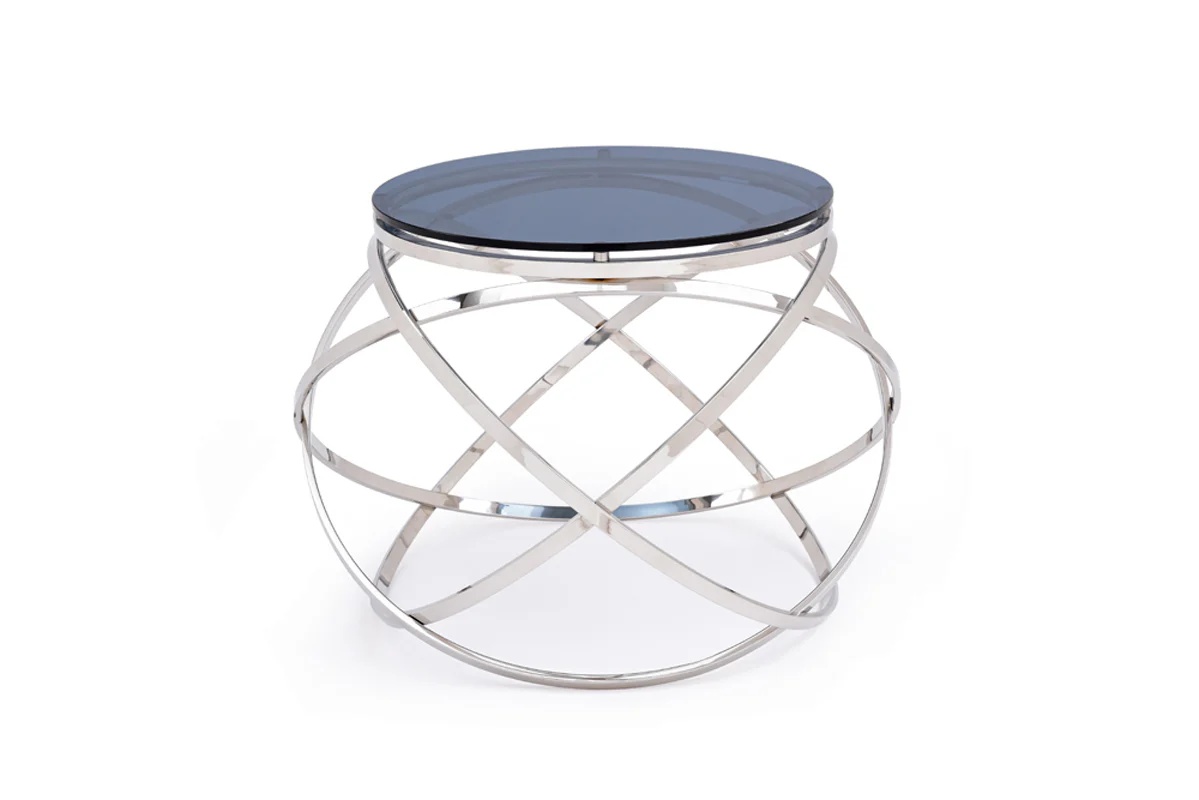 14' Smoked Glass and Stainless Steel End Table By Homeroots - Image 2