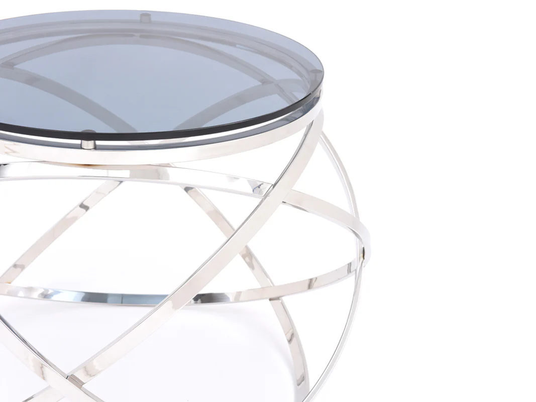 14' Smoked Glass and Stainless Steel End Table By Homeroots - Image 4
