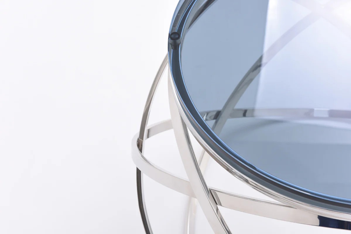 14' Smoked Glass and Stainless Steel End Table By Homeroots - Image 5