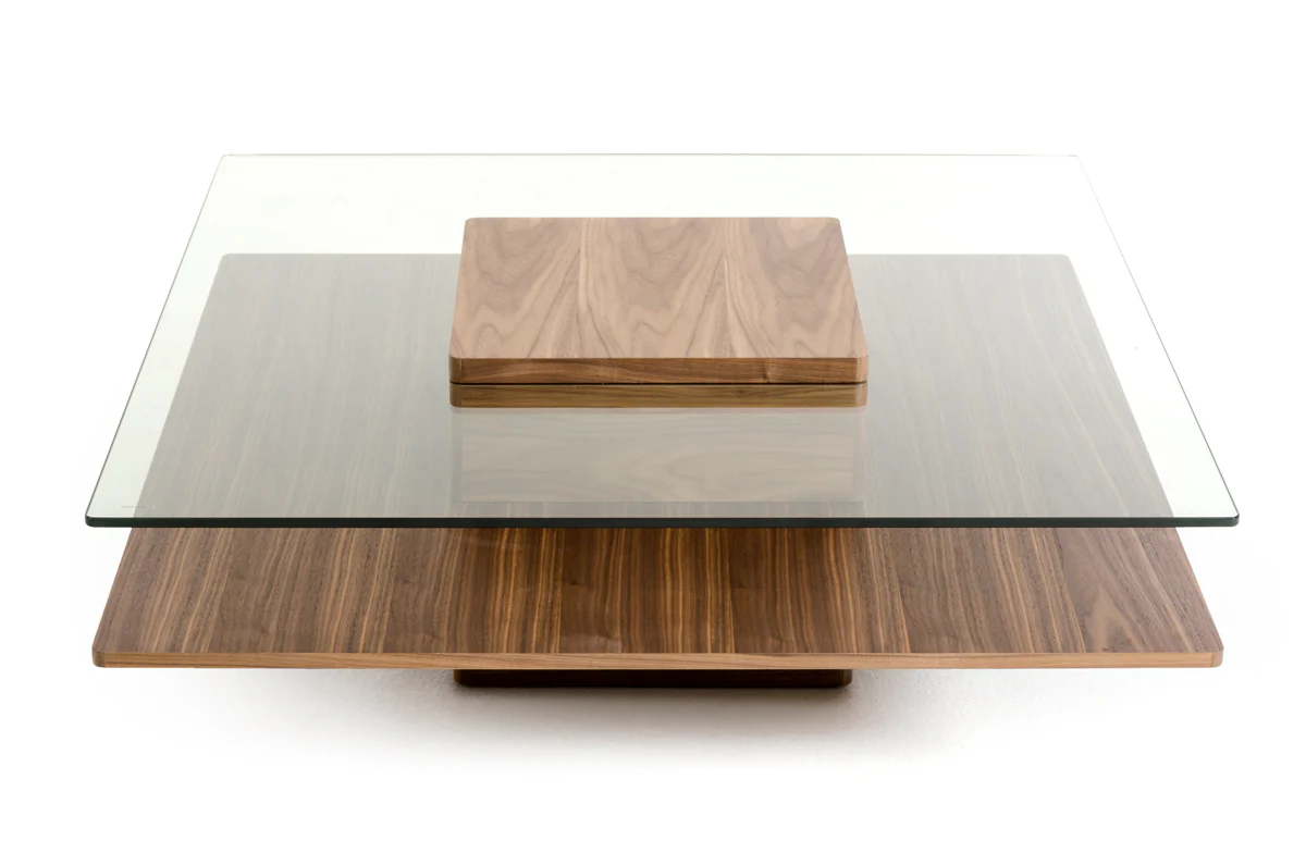 14' Walnut Veneer and Glass Coffee Table By Homeroots - Image 3