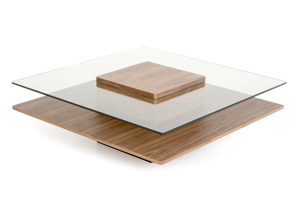 14' Walnut Veneer and Glass Coffee Table By Homeroots - Image 4
