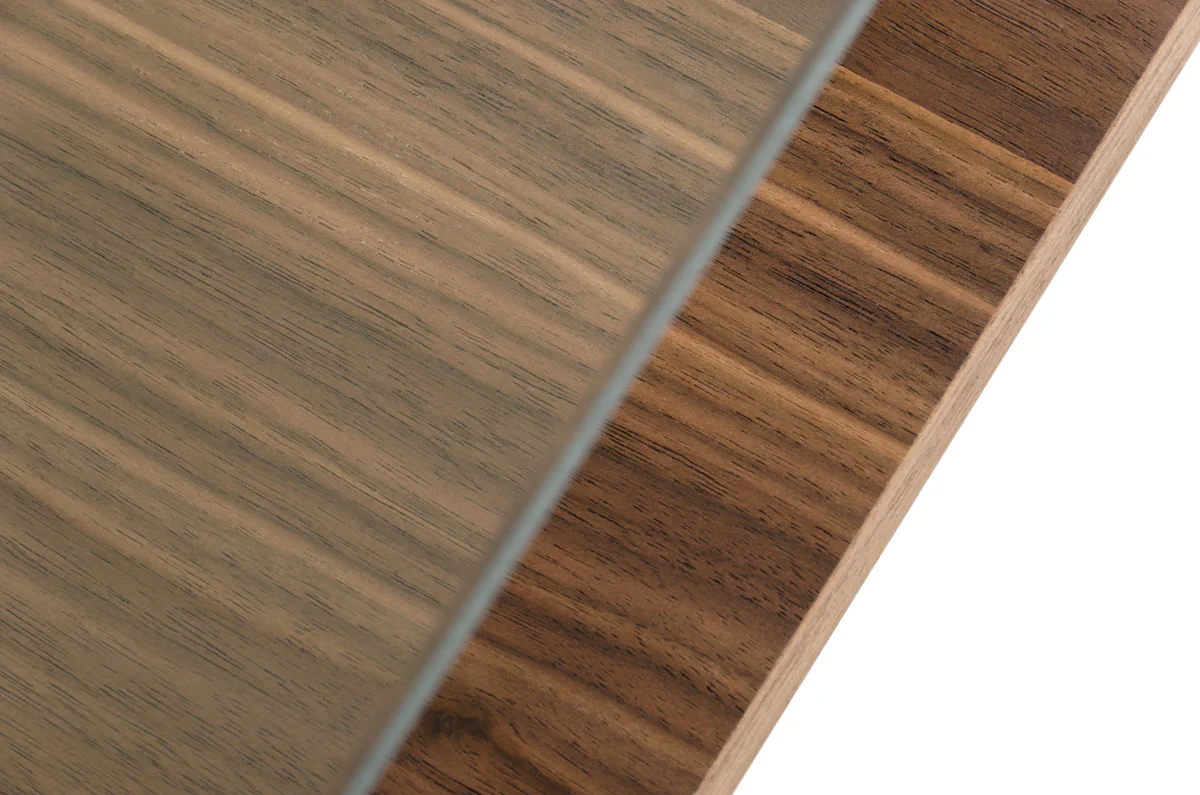 14' Walnut Veneer and Glass Coffee Table By Homeroots - Image 5