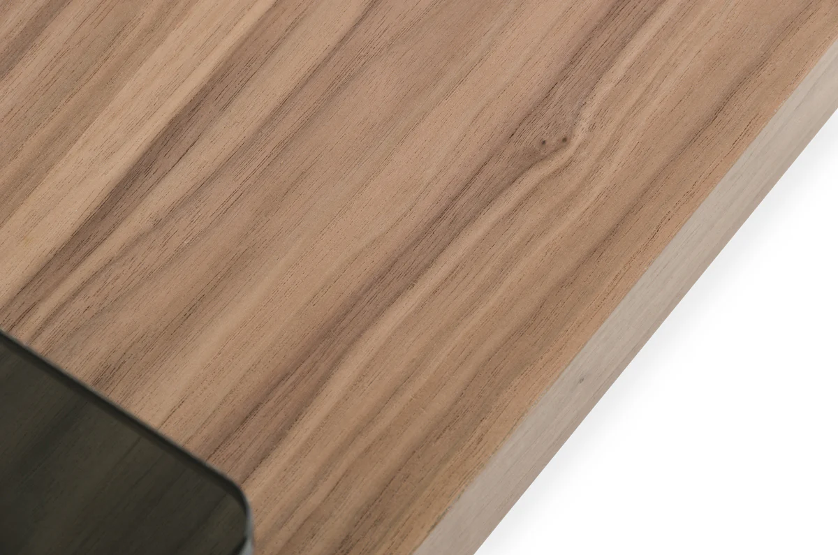 14' Walnut Veneer and Smoked Glass Coffee Table By Homeroots - Image 4