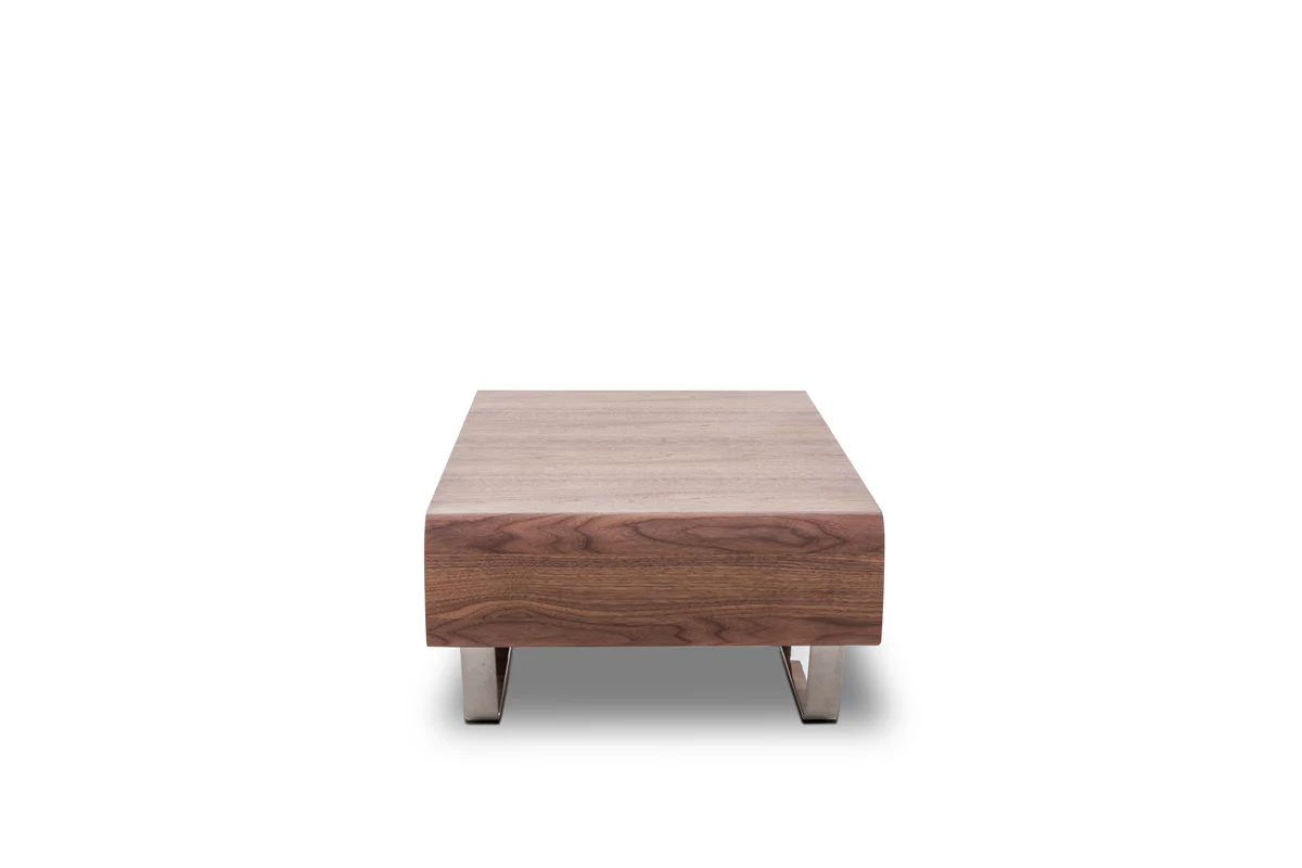 14' Walnut Veneer and Steel Coffee Table By Homeroots - Image 4