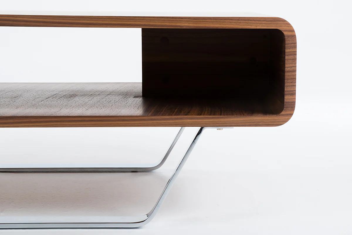 14' Walnut Veneer and Steel Coffee Table By Homeroots - Image 5