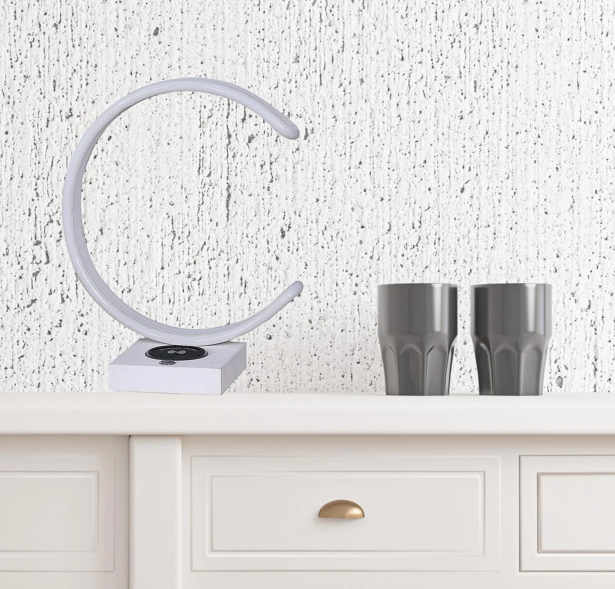 14" White Metal LED with USB Wireless Charger Table Lamp By Homeroots - Image 2