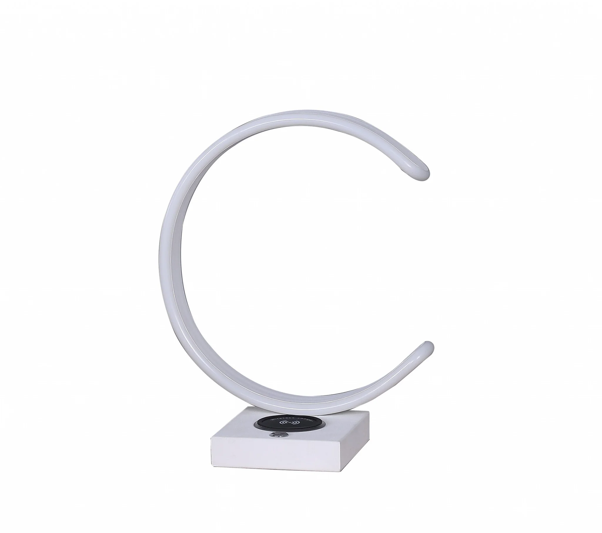 14" White Metal LED with USB Wireless Charger Table Lamp By Homeroots - Image 3