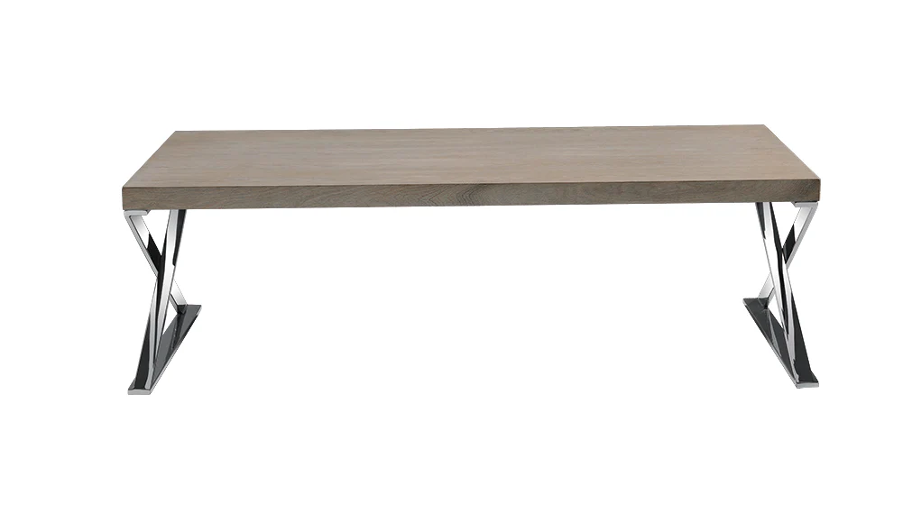 15' Antique Ash Veneer and Steel Coffee Table By Homeroots - Image 2