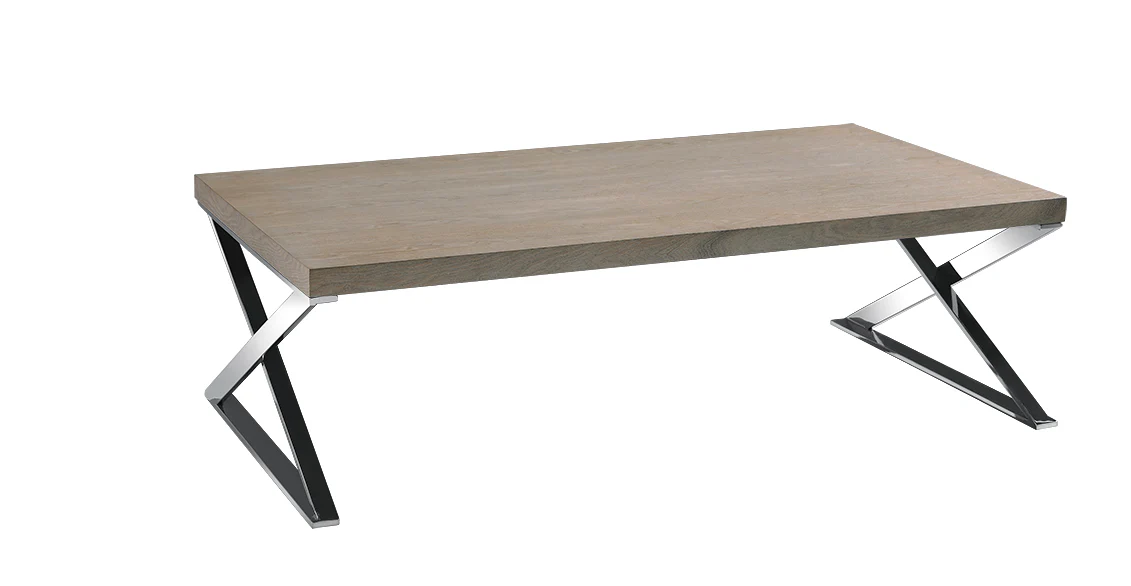 15' Antique Ash Veneer and Steel Coffee Table By Homeroots - Image 3