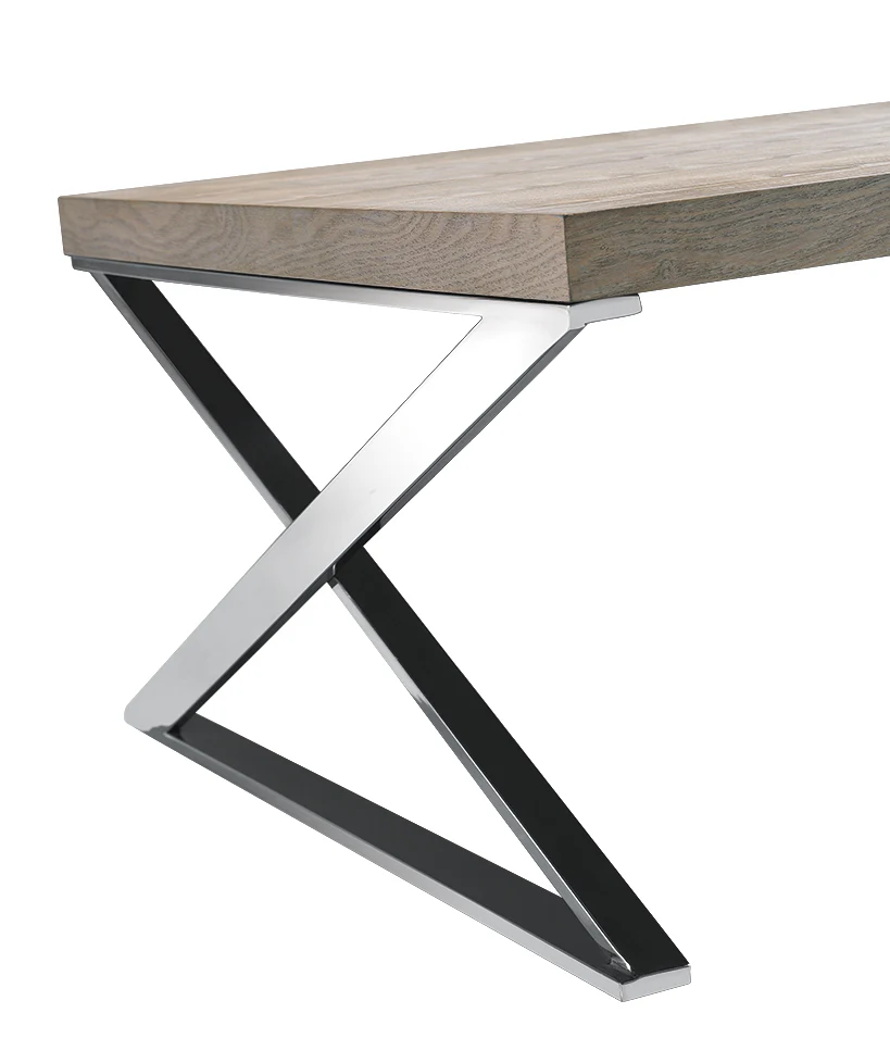 15' Antique Ash Veneer and Steel Coffee Table By Homeroots - Image 4