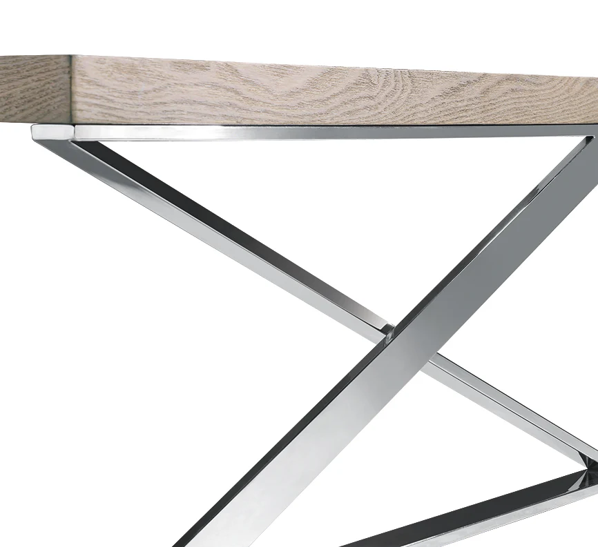 15' Antique Ash Veneer and Steel Coffee Table By Homeroots - Image 5