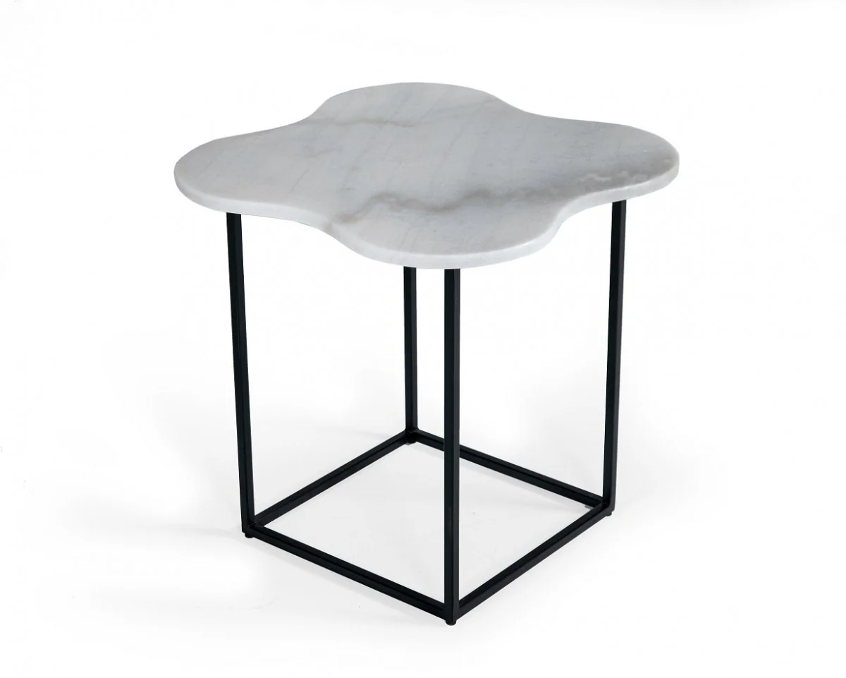 15" Black And White Marble Free Form End Table By Homeroots - Image 2