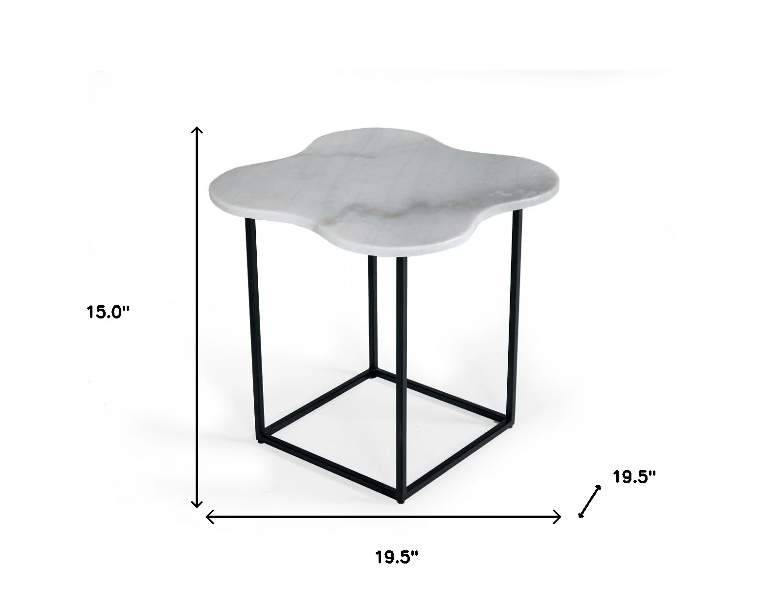 15" Black And White Marble Free Form End Table By Homeroots - Image 5