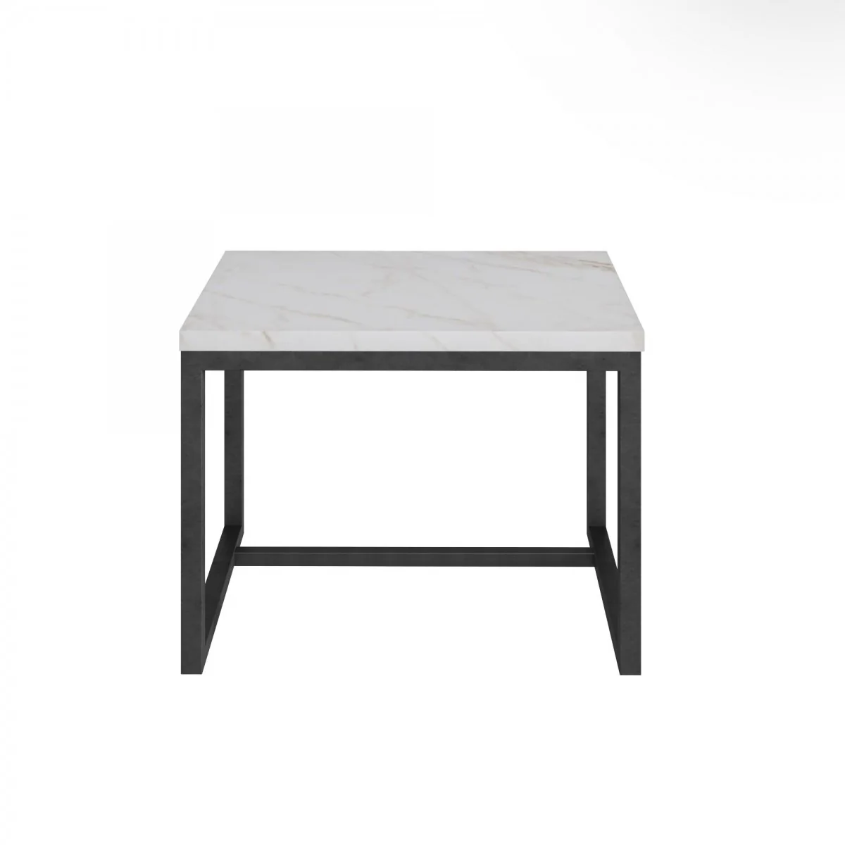 15" Black And White Stone And Metal Square End Table By Homeroots - Image 2