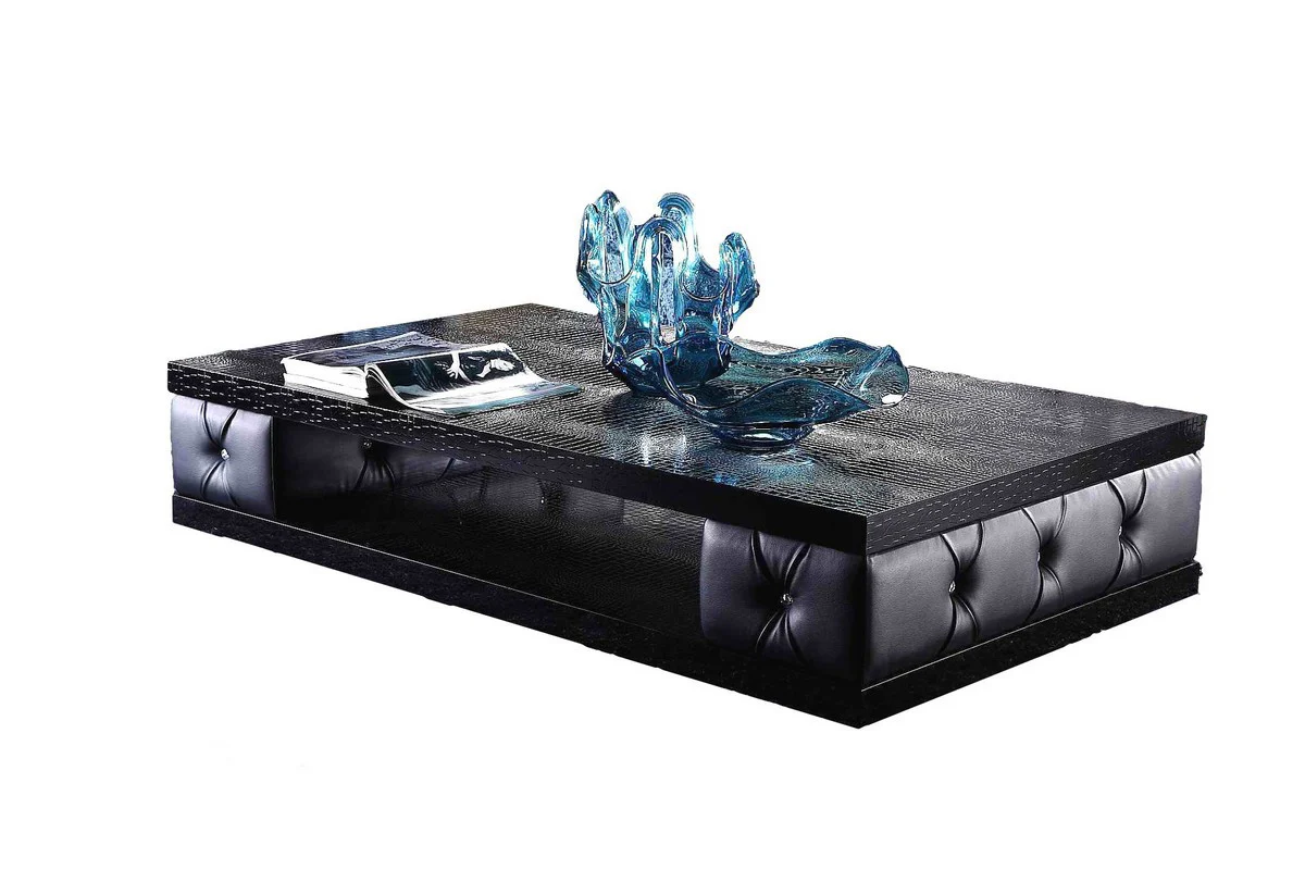 15" Black Leatherette Coffee Table with Crystals By Homeroots - Image 3