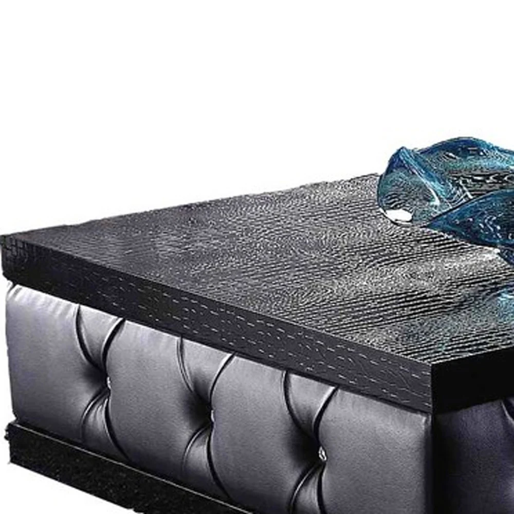 15" Black Leatherette Coffee Table with Crystals By Homeroots - Image 5