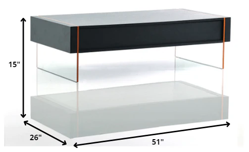 15' Black MDF and Glass Floating Coffee Table By Homeroots - Image 2