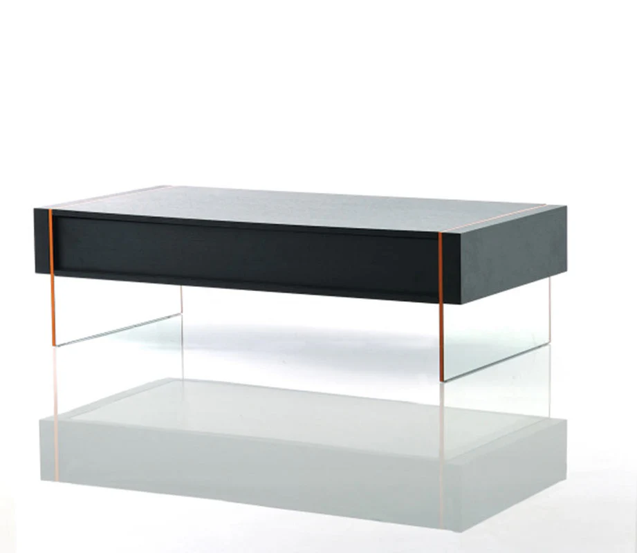 15' Black MDF and Glass Floating Coffee Table By Homeroots - Image 3