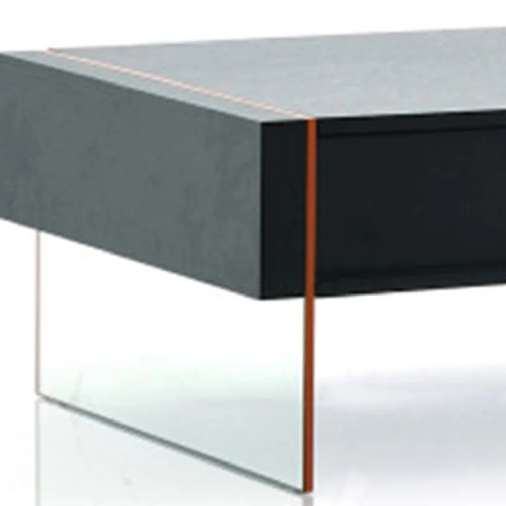 15' Black MDF and Glass Floating Coffee Table By Homeroots - Image 4