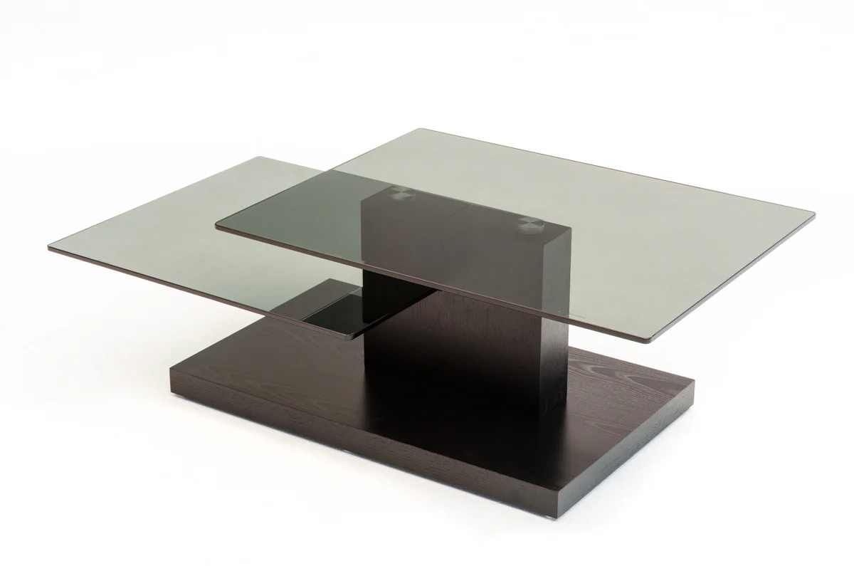 15' Black Oak MDF and Glass Coffee Table By Homeroots - Image 3