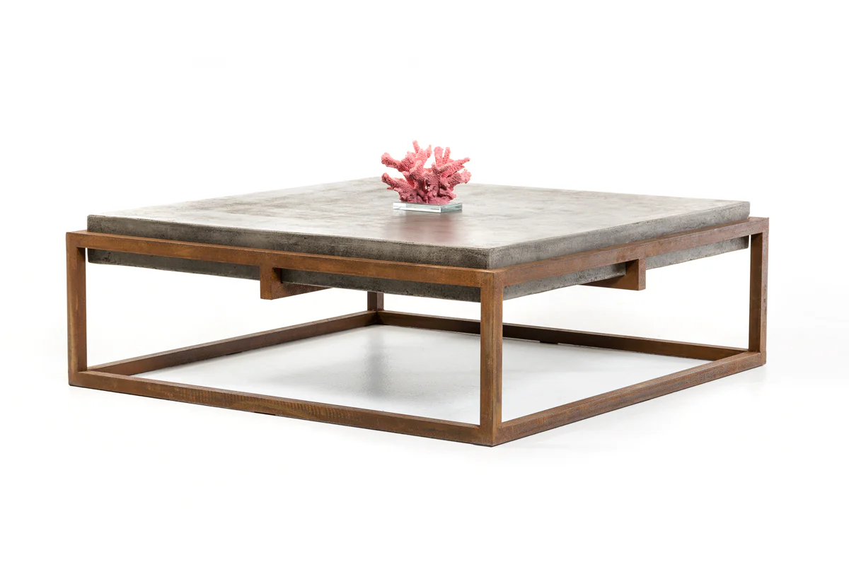15' Concrete and Metal Coffee Table By Homeroots - Image 2