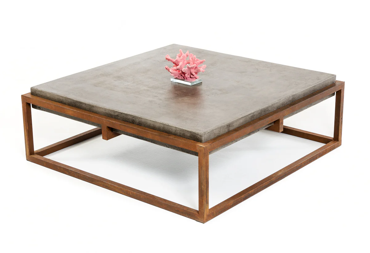 15' Concrete and Metal Coffee Table By Homeroots - Image 3