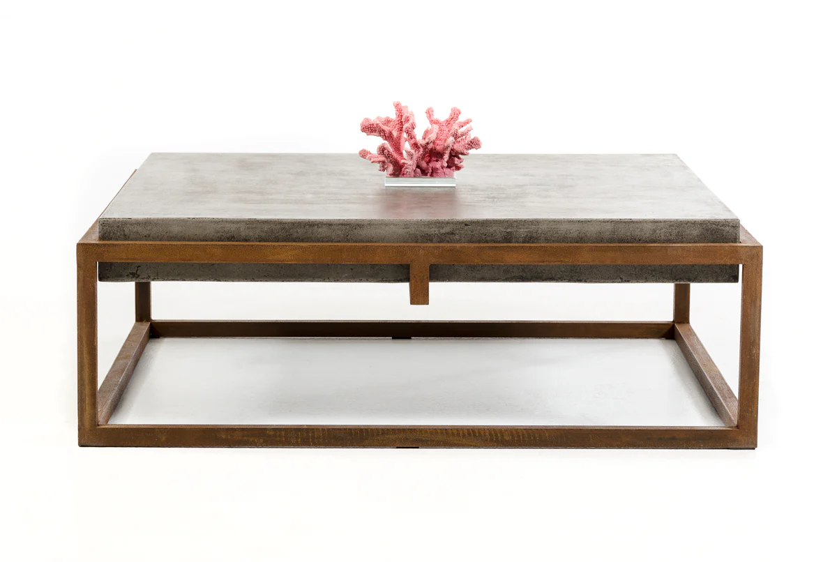 15' Concrete and Metal Coffee Table By Homeroots - Image 4