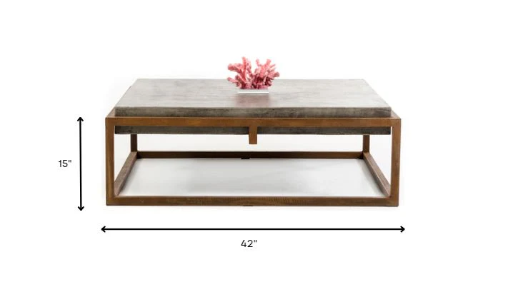 15' Concrete and Metal Coffee Table By Homeroots - Image 6