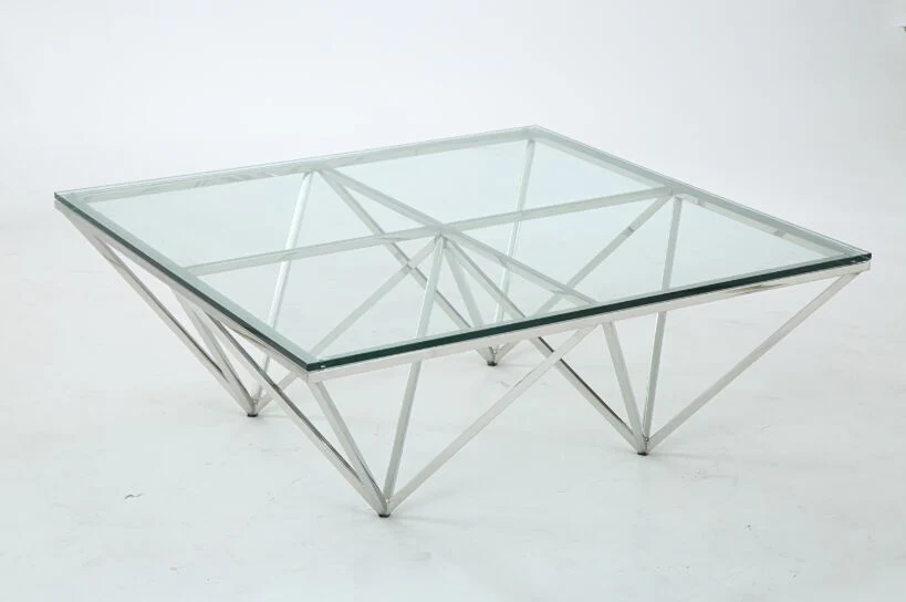 15' Glass and Stainless Coffee Table By Homeroots - Image 3