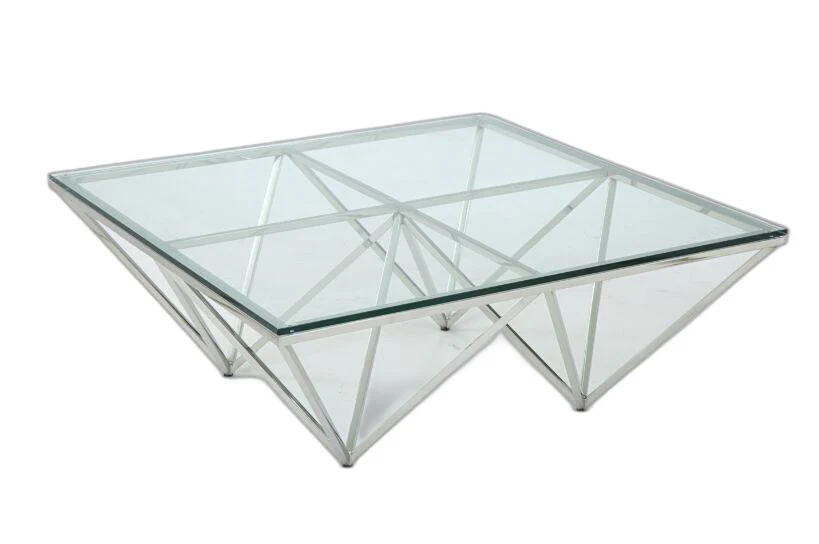15' Glass and Stainless Coffee Table By Homeroots - Image 4
