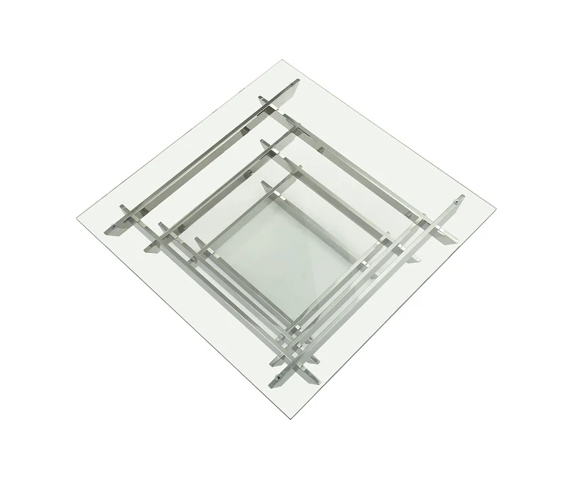 15' Glass and Stainless Steel Square Coffee Table By Homeroots - Image 2